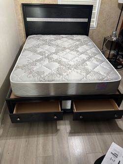 Queen size bed frame with mattress