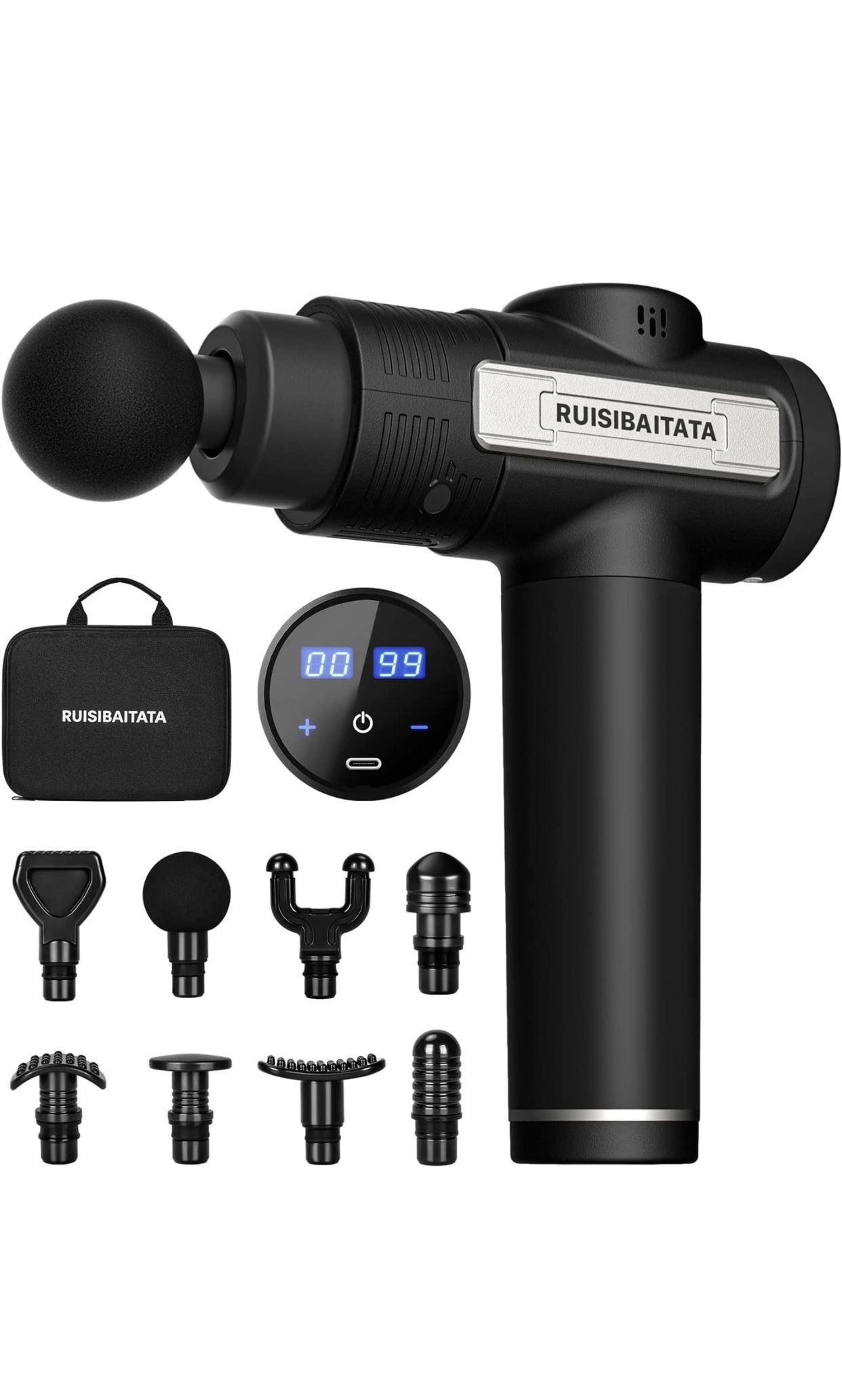 RUISIBAITATA Massage Gun, Deep Tissue Percussion Massager for Pain Relief, Silence Handheld Relaxation Portable Electric Muscle Massager (Black)