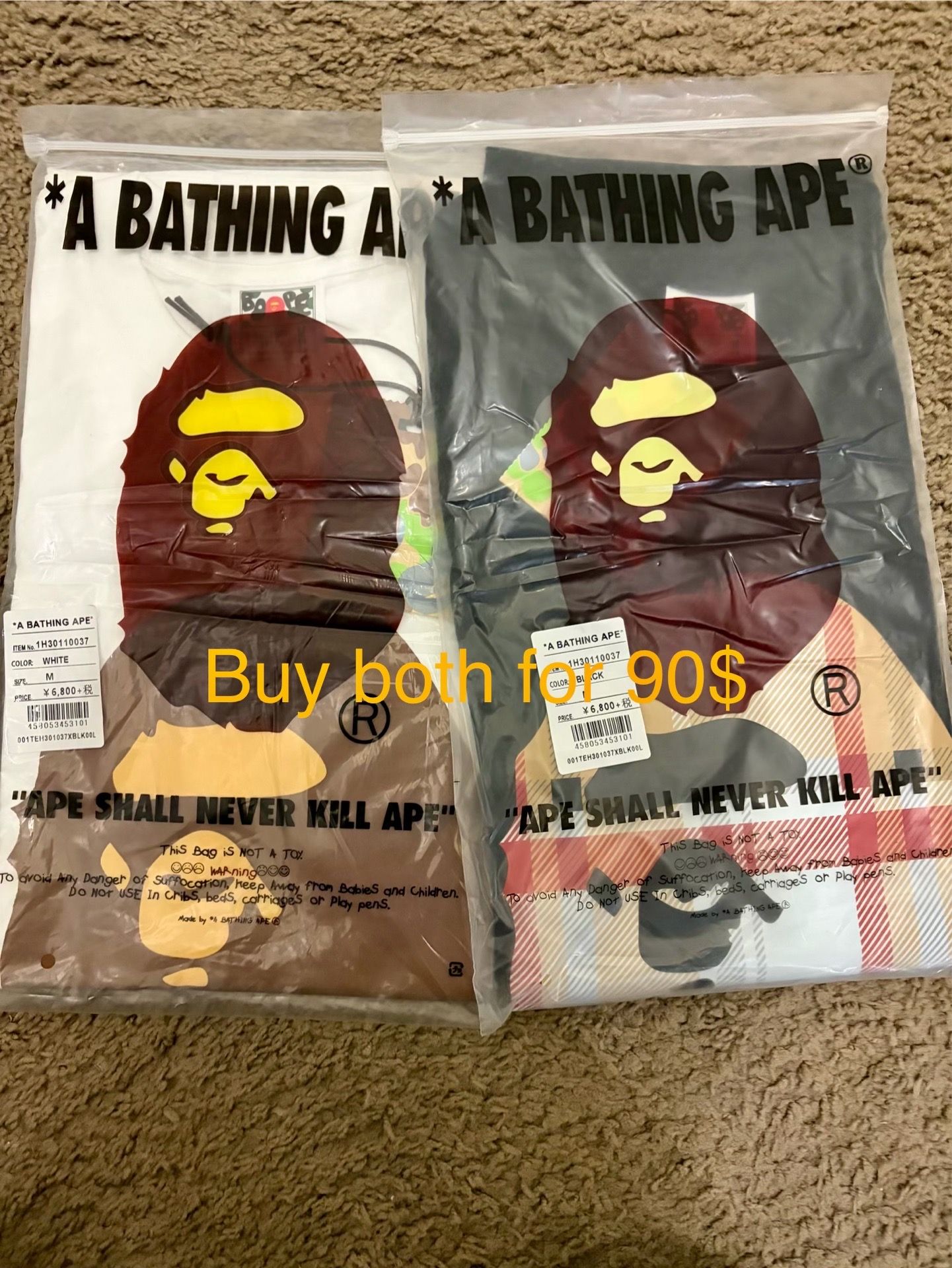 Both bape shirts for 90$