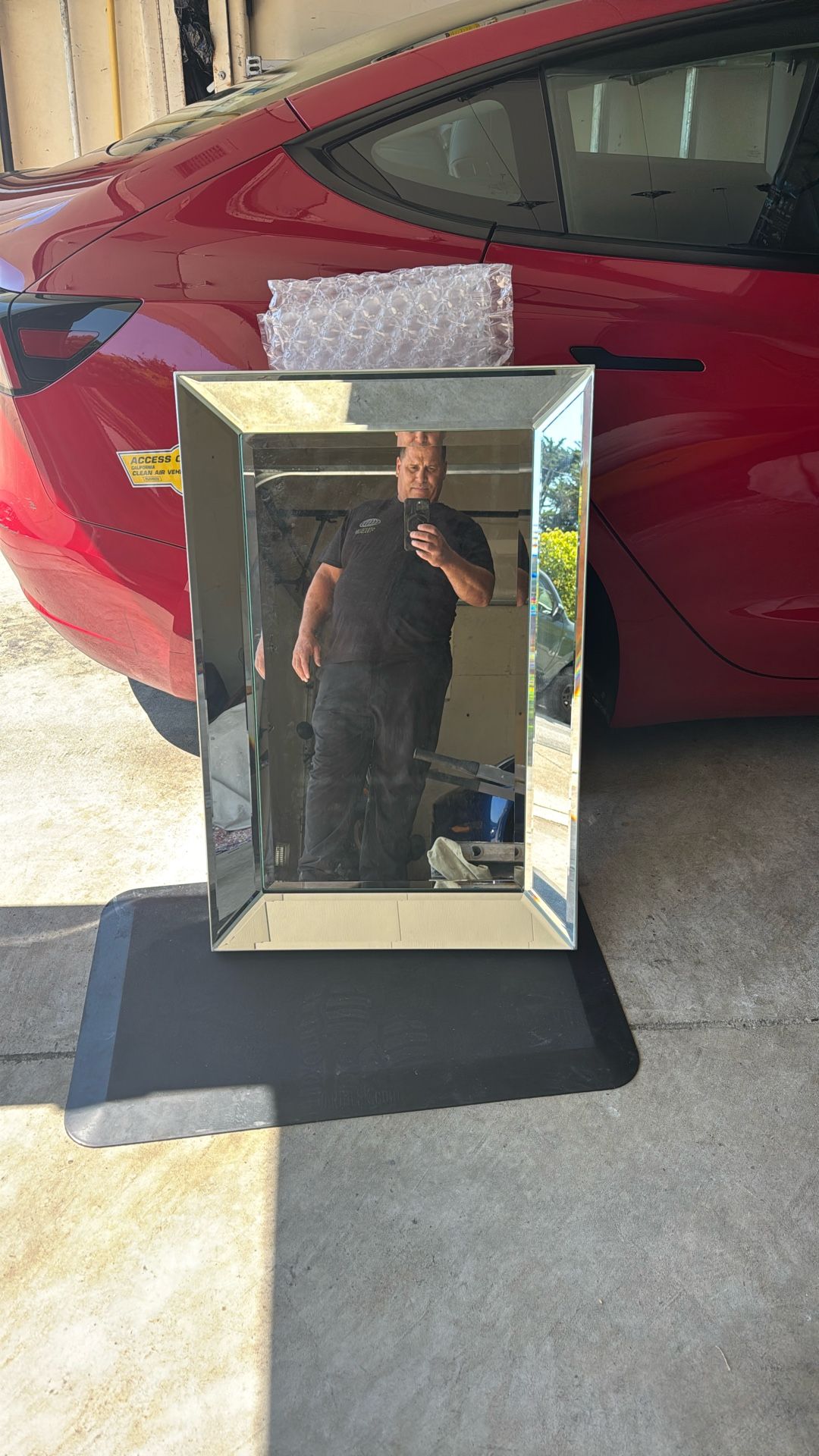 Picture Framed Mirror With Multi Facet Angels