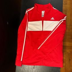 Adidas Red And White Zip up Track jacket