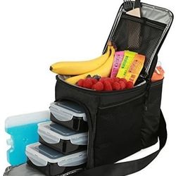 Evolutionize Meal Prep Insulated Lunch Bag Cooler Bag Patented Lunch Box Black