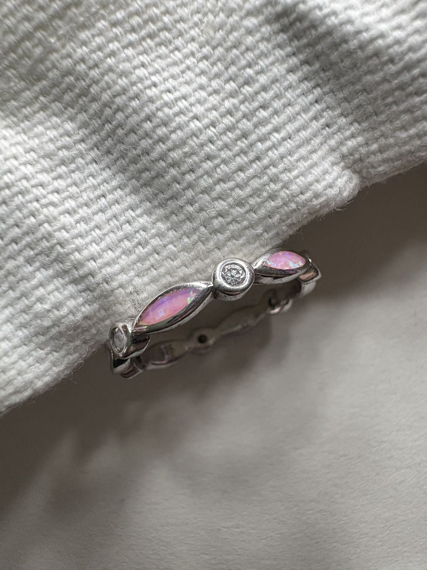 Pink Opal Toe Ring With CZ Stones Size 3.5