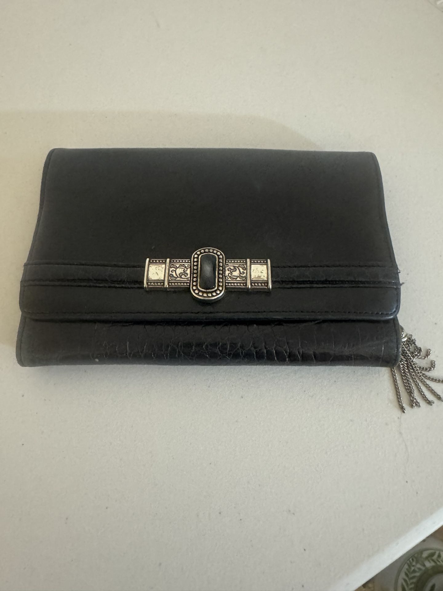 Vintage Brighton, Black Crock, Leather Clutch Purse, Organizer, Wallet