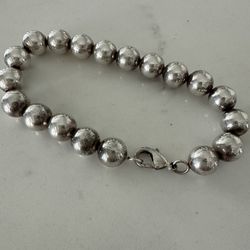 Sterling Silver  Hollow Bead Bracelet 