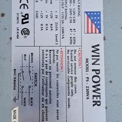 WIN POWER  MODEL: PS- 230WA.  INPUT RATIG 100V TO  200V