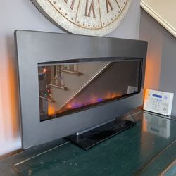Electrical Fireplace Heater With Touch Screen And LED Lights - Wall Mounted and Stand 33”x18”