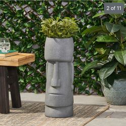 Sumner Outdoor Cast Stone Outdoor Polynesian Decorative Planter by Christopher Knight Home