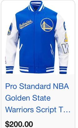 NBA GOLDEN STATE WARRIORS SCRIPT TAIL MEN'S RIB WOOL VARSITY Jacket