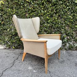 Vintage Mid Century Leather Wingback Armchair