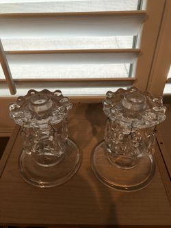 Set of 2 crystal candle holders.