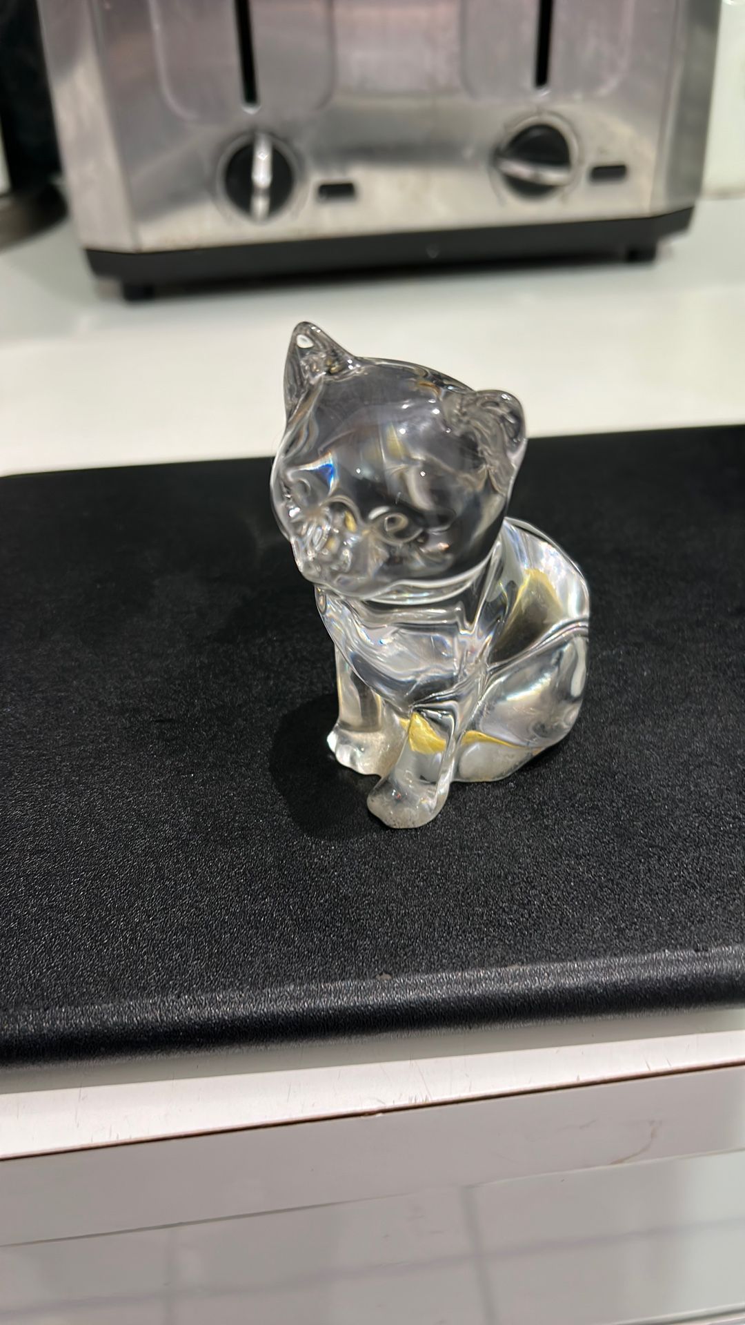 Lead Crystal Cat Paperweight
