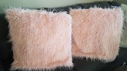 Two XL Mongolian Faux Fur Pottery Barn Style Pillow Covers