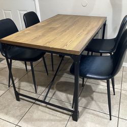 Wood/Metal Dining Table And 4 Chairs