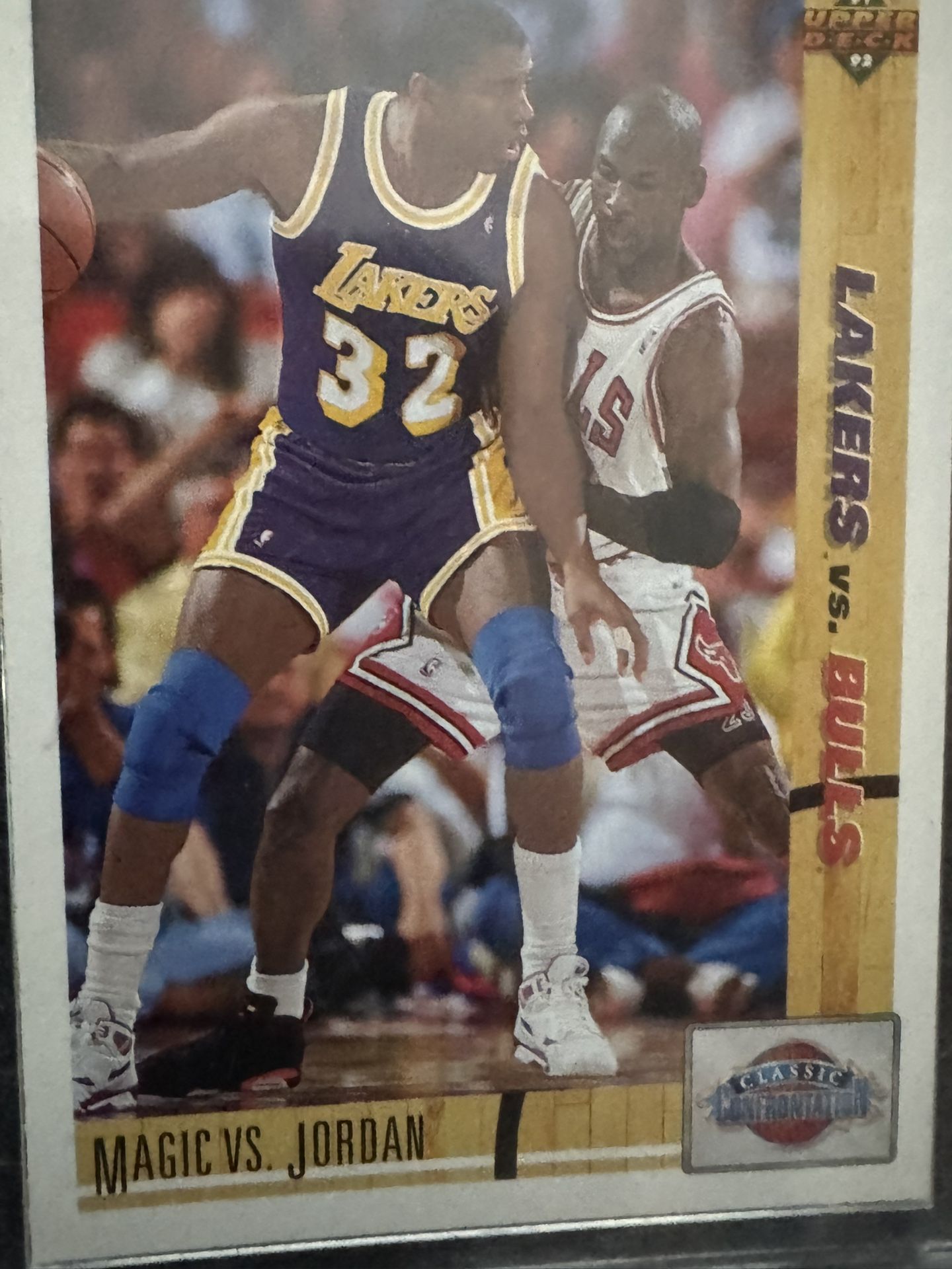 Vintage Collection of 7 NBA Players Cards Including Magic Vs Jordan. Houston’s Hakeem Olajuwon Etc