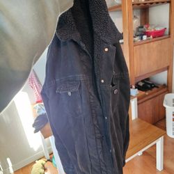 Black Denim, Sherpa Lined Jacket