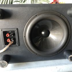 Polk Passive Subwoofer W Two 7" Speakers and a Bass Radiator of 10" w L & R Speaker Hookups & One Long Thick Superb Quality Wire 18” D x 13” H x 13” W