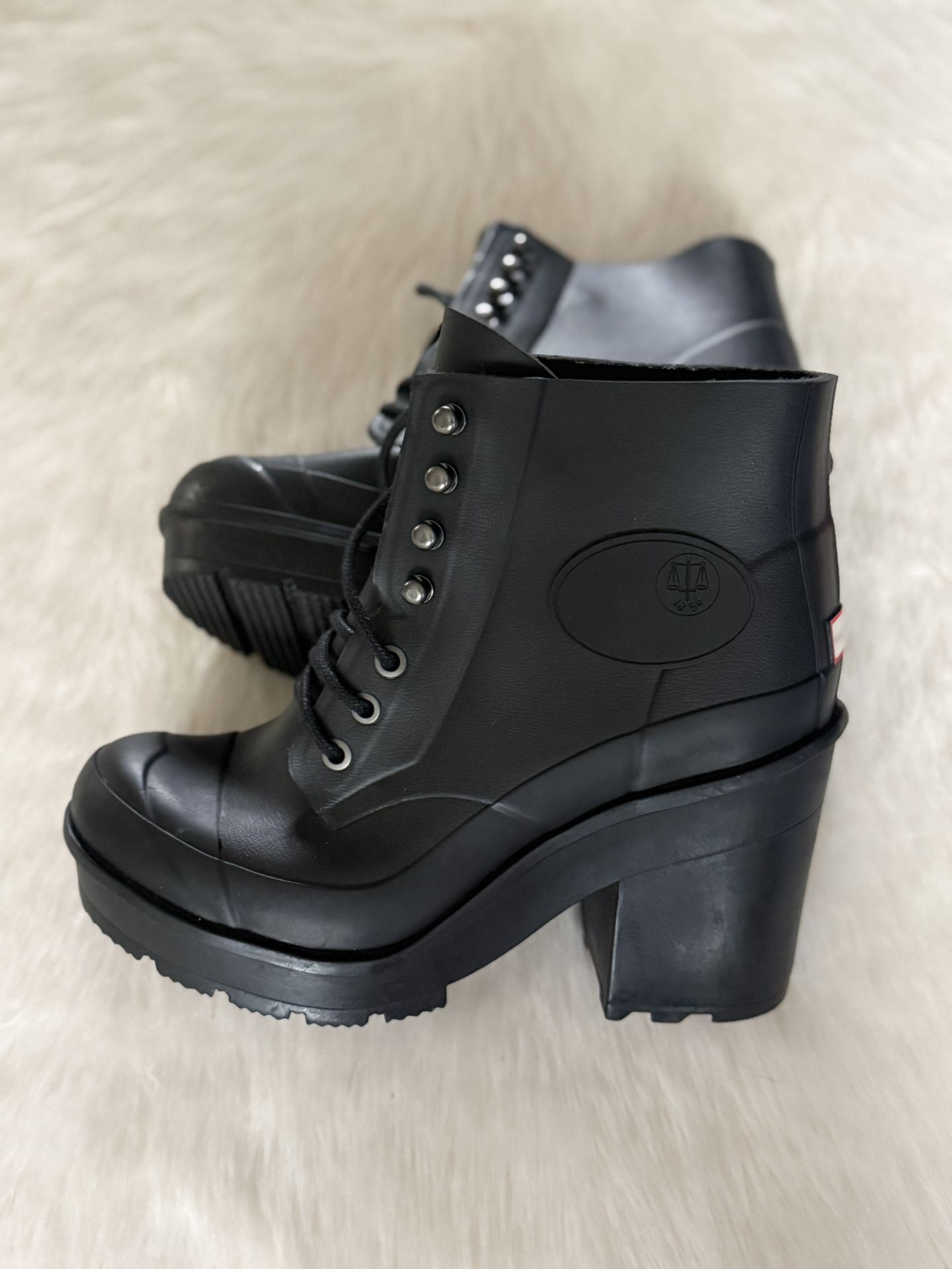 Hunter Original Block Heel Lace Up Rain Boots