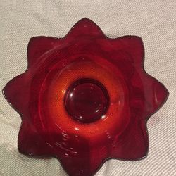 Vintage Depression Glass Ruby Red. Flower Shaped Bowl. EUC