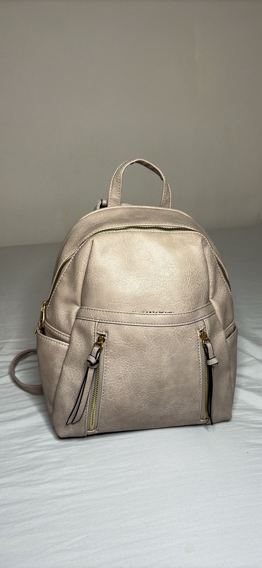 Women’s Mini Luxury Backpack – Brown with Gold Accents & Leopard Print Interior