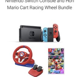 Brand New In Sealed Box Nintendo Switch Console And Hori Mario Cart Racing Wheel Bundle