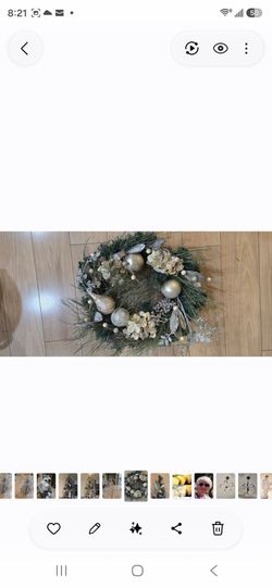 Gold and Green Christmas Holiday Wreath