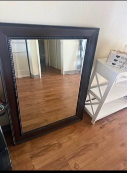 Large Wall Mirror Dark Wood Frame