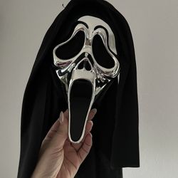 Kids Chrome Scream Ghost Face Full Halloween Mask