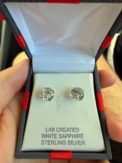 White sapphire sterling silver earrings