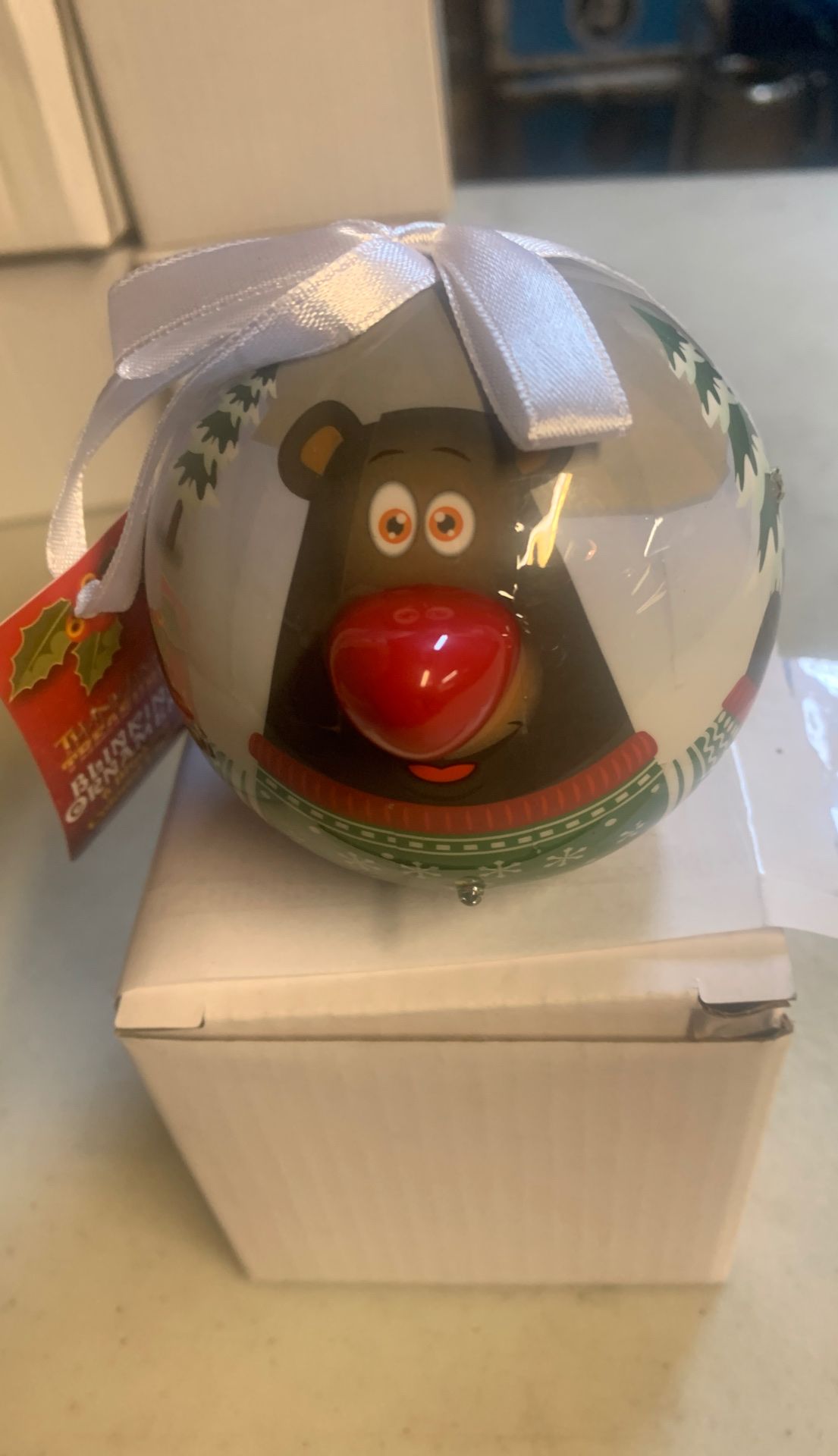Blinking Black Bear Christmas Ornament Plastic And Comes With 3 Batteries