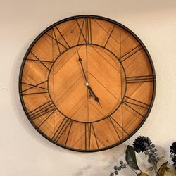 Large 24” Wooden Wall Clock – Farmhouse Style