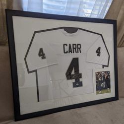 Derek Carr Framed autographed PSA/DNA  100% Authentic Raiders Jerseys 35x43 