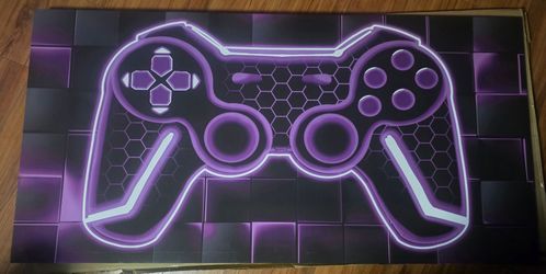 Neon Game Controller large Wall Art Print 29x58
