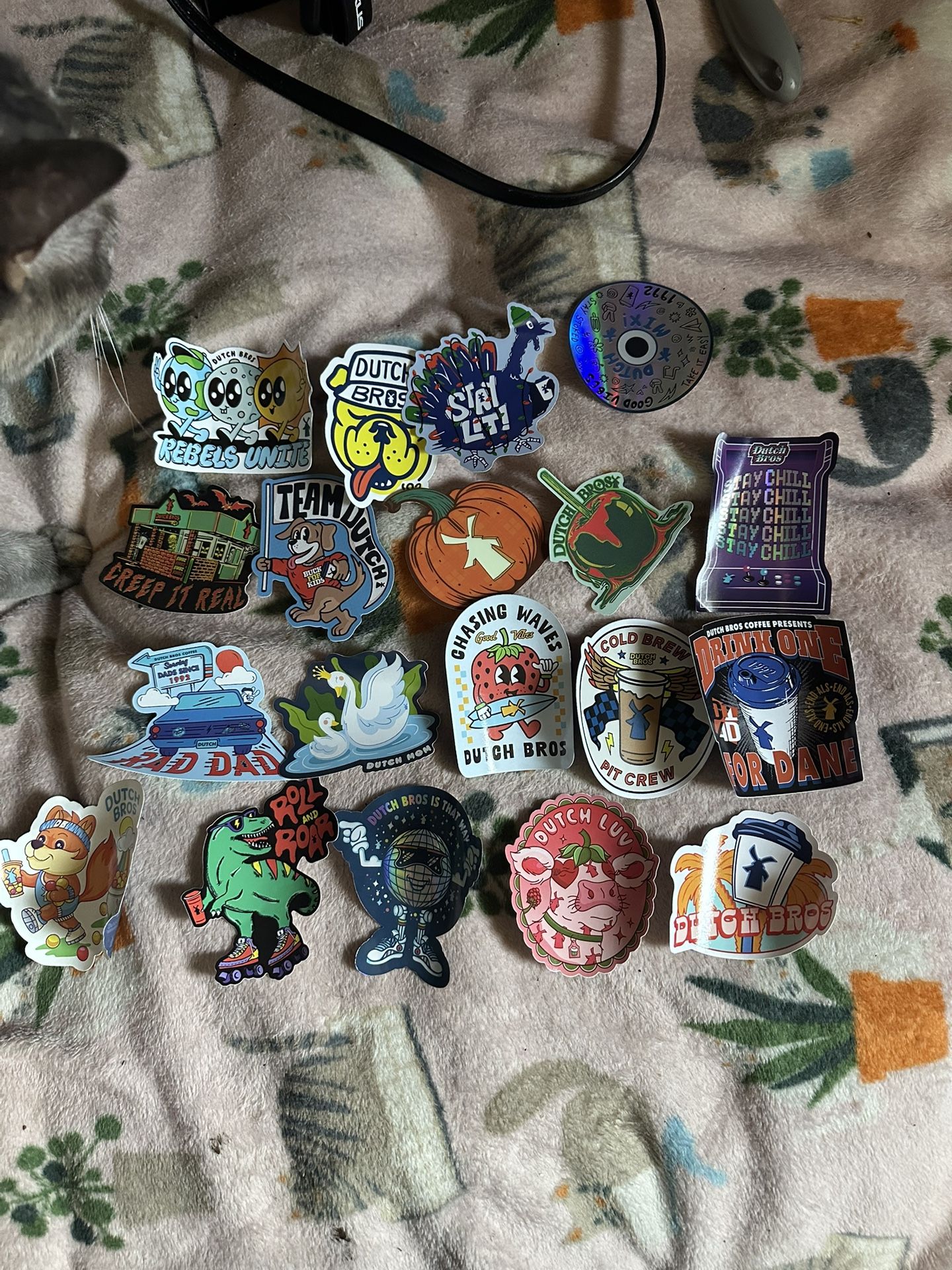Dutch bros Stickers, Christmas Ornament, Blue Straw Charm