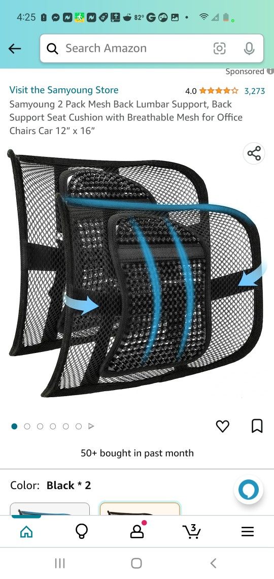 Back Lumbar Support 2 Pack