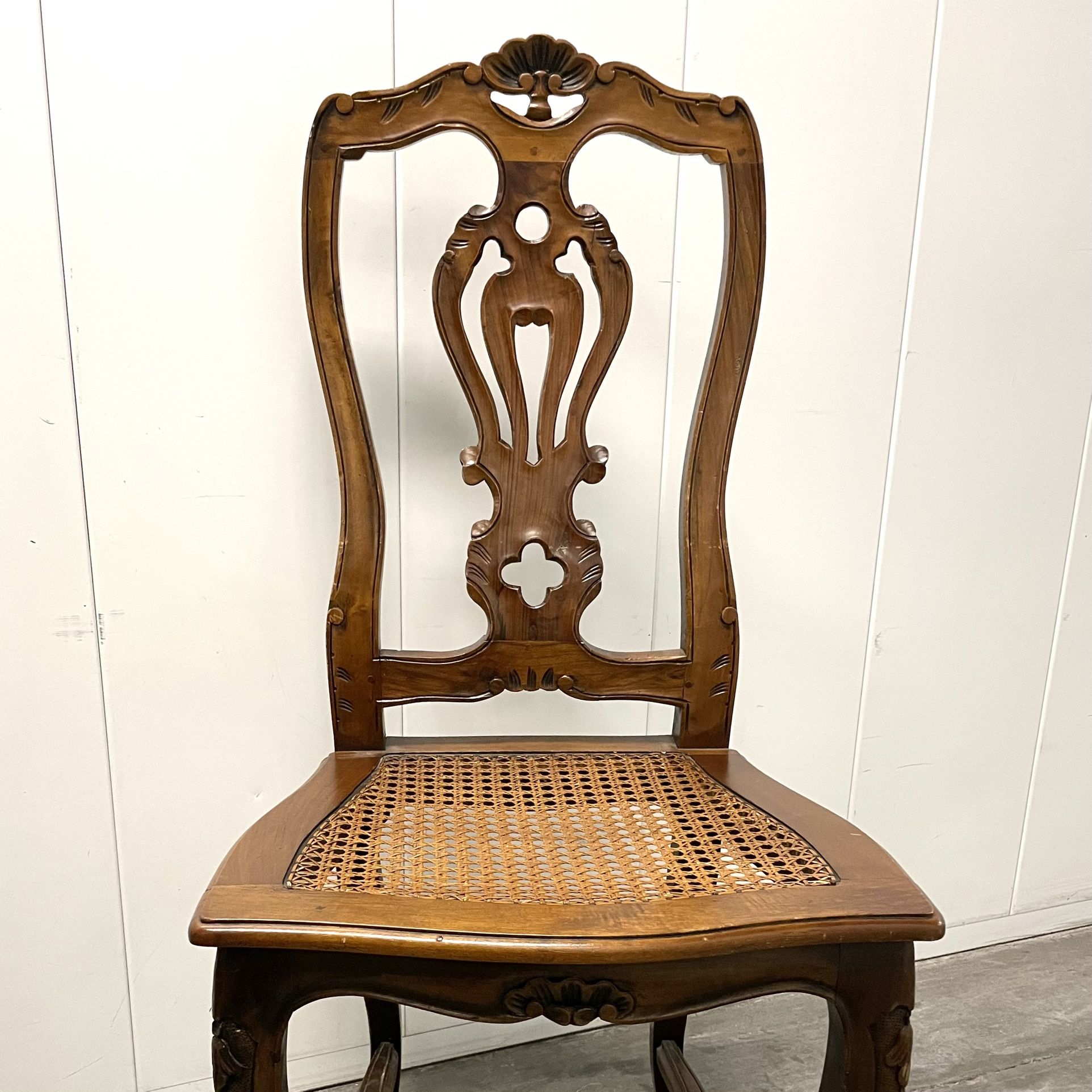 Solid Wood Venetian Style Traditional Chair With Cane Seat