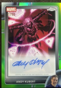 Topps 2026 Topps Chrome Marvel Comics Gambit Green Auto AA-AK /99 Andy Kubert
