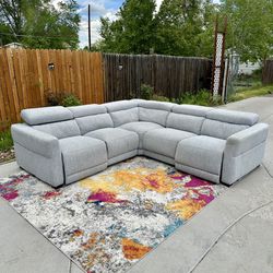 🚚 FREE DELIVERY ! Stunning Grey Sectional Sofa w/ Recliners USB Storage