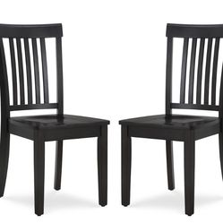 Set of 2 Dark Rubberwood  Farmhouse Dining Chairs NEW