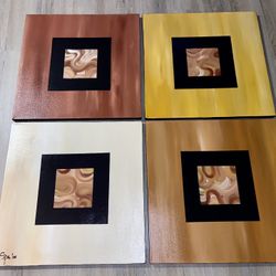 New- Set of Original paintingby artist Gabriela Stauffer, includes COA