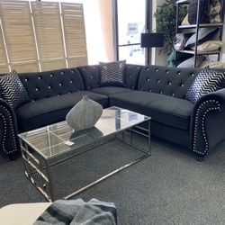 Black Velvet Sectional 