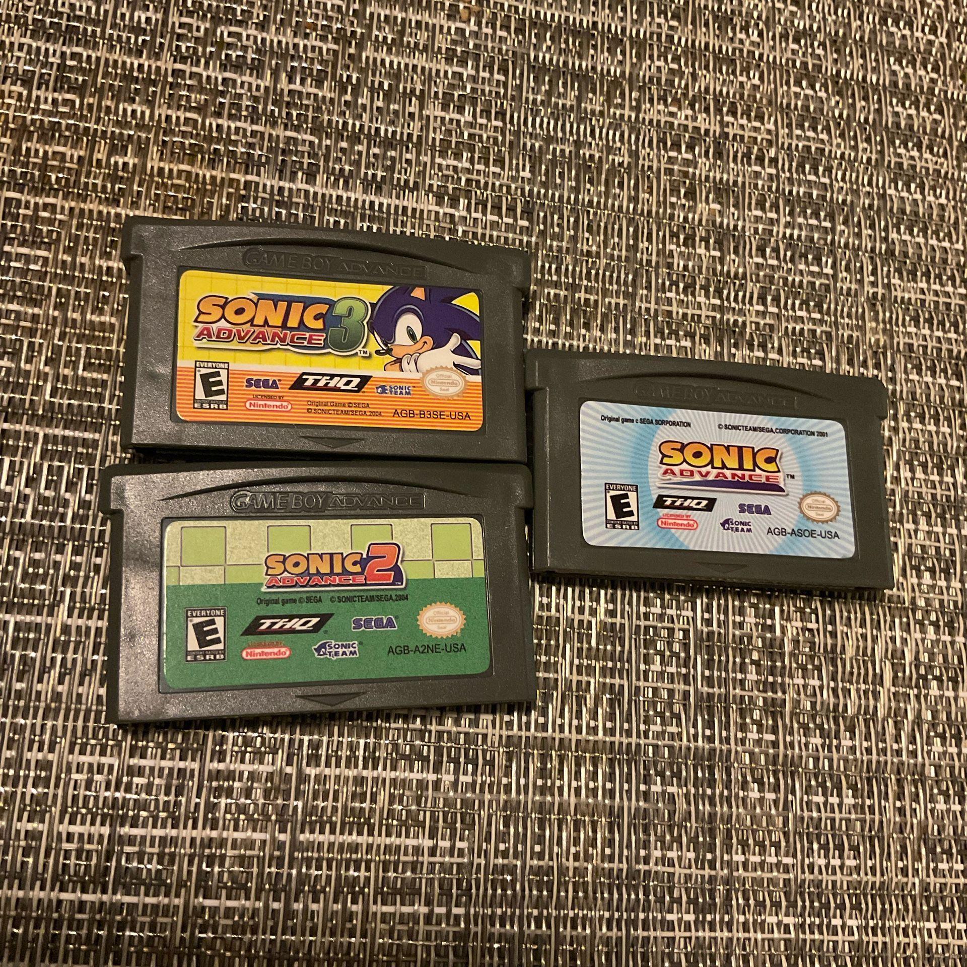 Sonic Gameboy Advance Cartridges