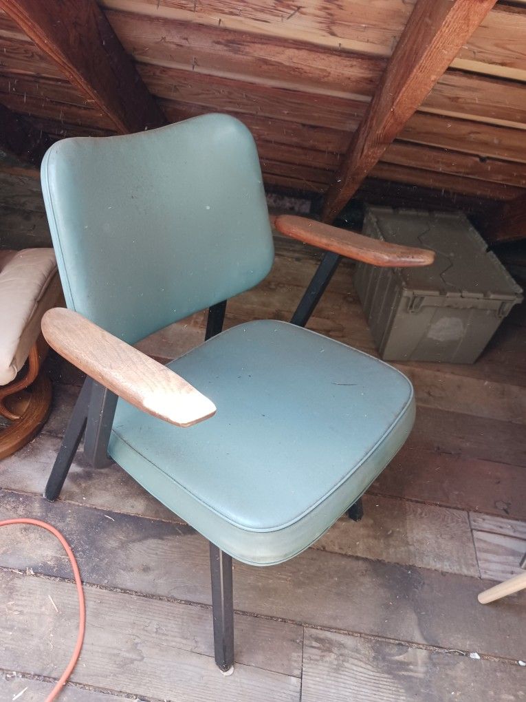 Streamline Industrial Royal Metal Donald Deskey
Mid Century Modern Blue Chair With Metal Frame Chair Wood Arms