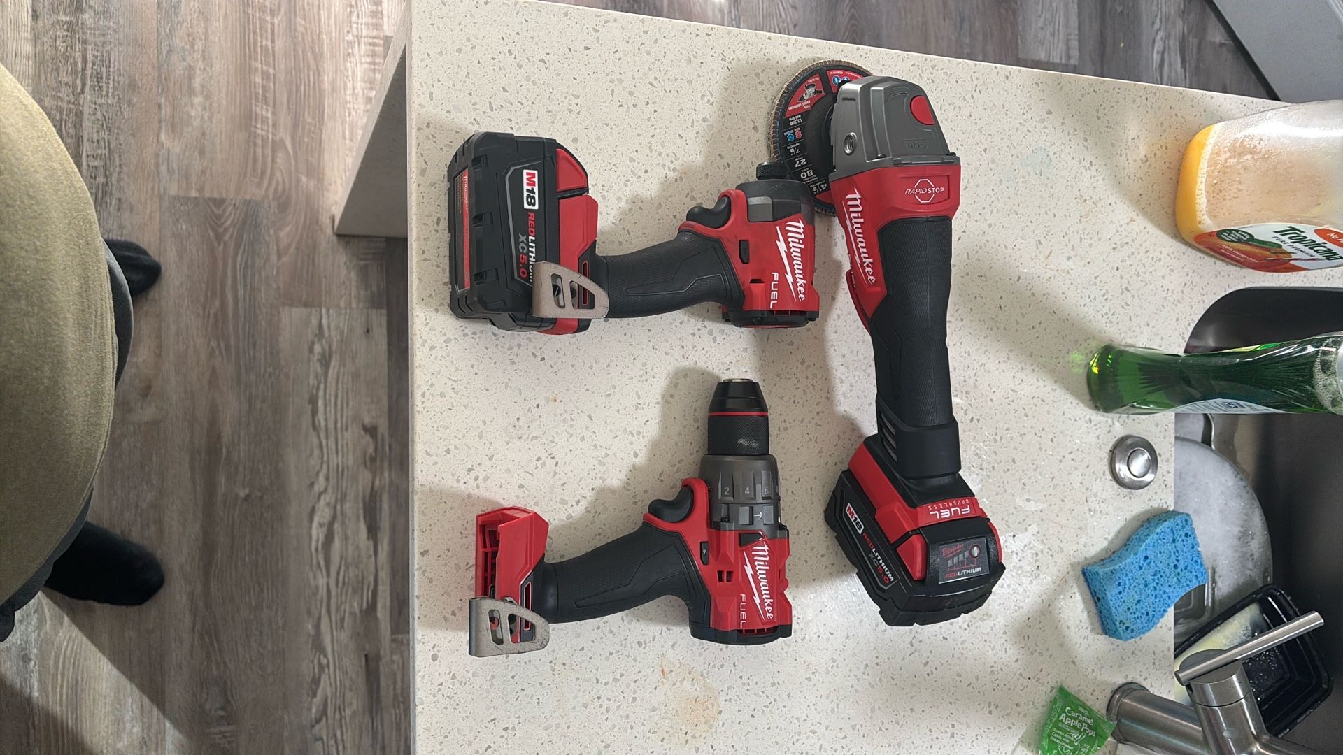 Milwaukee M18 Impact Drill And grinder With Two Batteries And A Charger