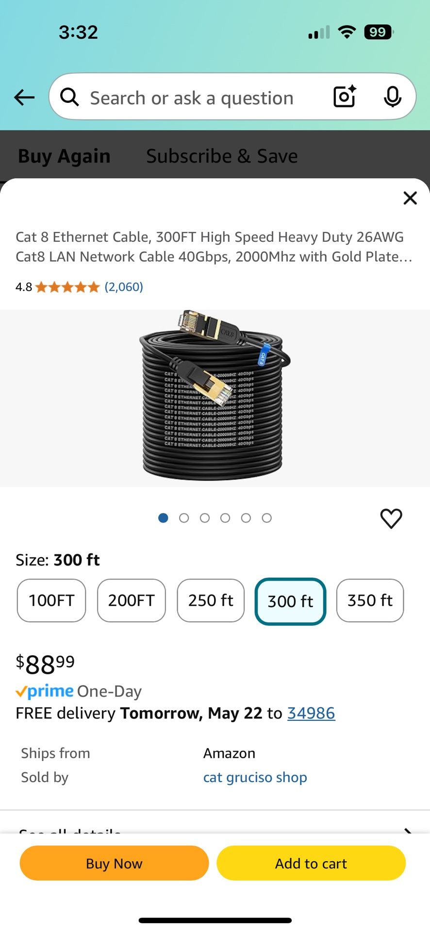300ft Cat8 LAN Network Cable - FREE