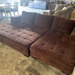 Brown L Shaped Sectional Couch With Storage Ottoman “WE DELIVER”
