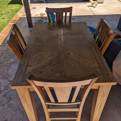 Hardwood Kitchen/Outdoor Table And 4 Chairs