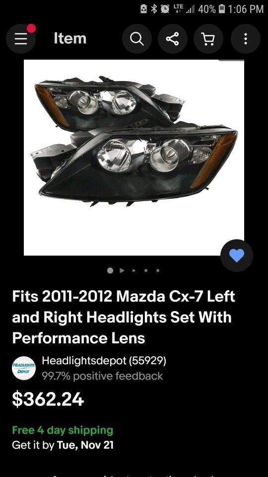2010-2011 Mazda CX-7 Headlight Assembly Set