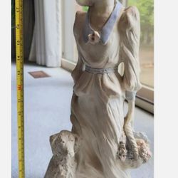 1988, Alice Heath SCULPTURE of "Amanda," Victorian Woman w/ Dog & Flower Basket