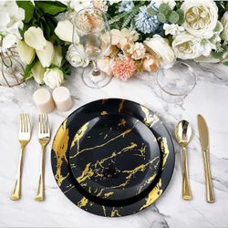 JOLLY PARTY 180PCS Disposable Dinnerware Set 30 Guest 60 Plastic Plates